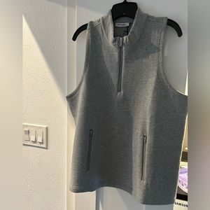 Mock turtleneck sweatshirt, vest with side pockets